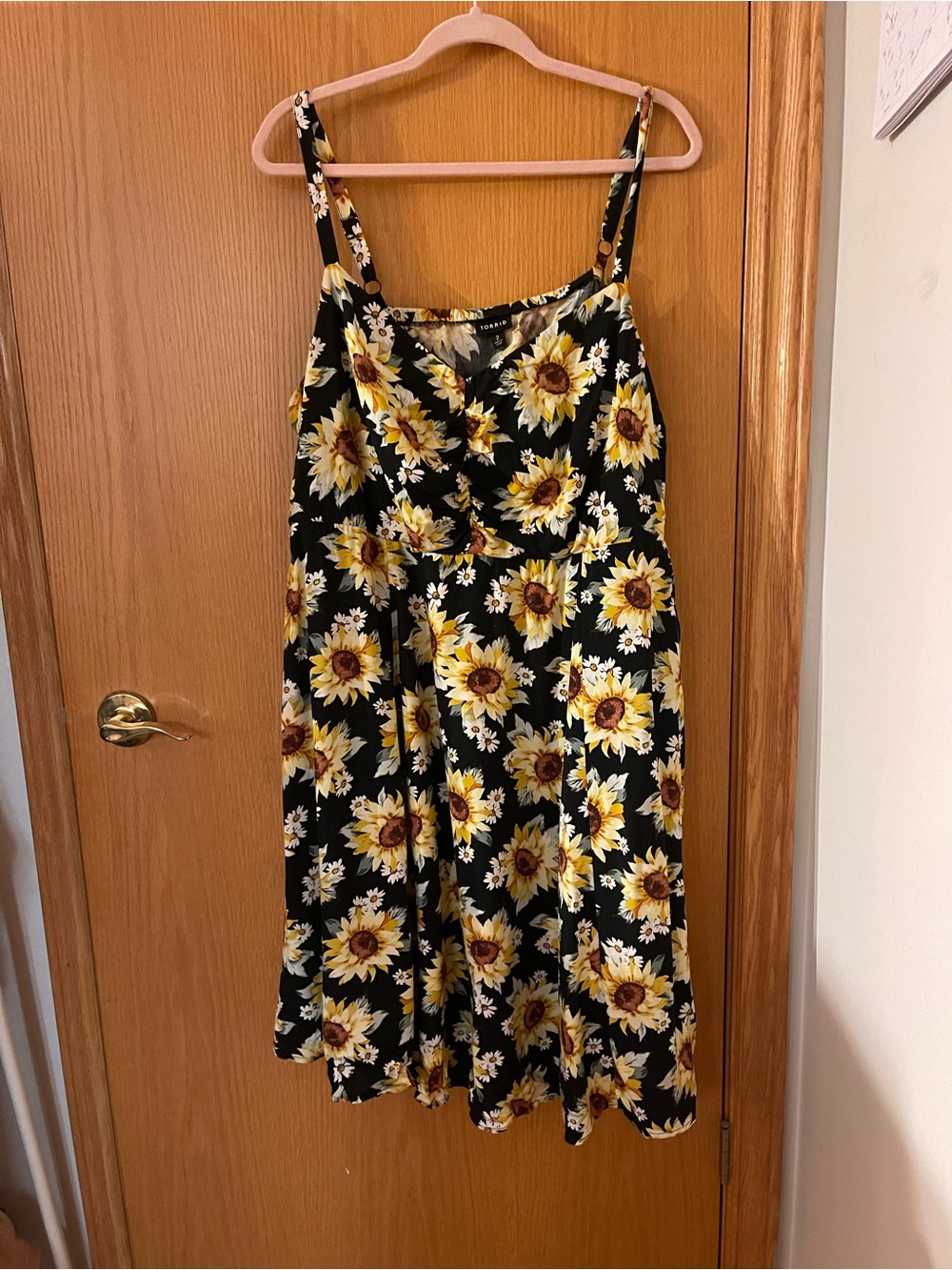 Torrid 2X Sunflower Print Knee Length Challis Dress ~ 90s Alternative Vibes - Picture 1 of 5
